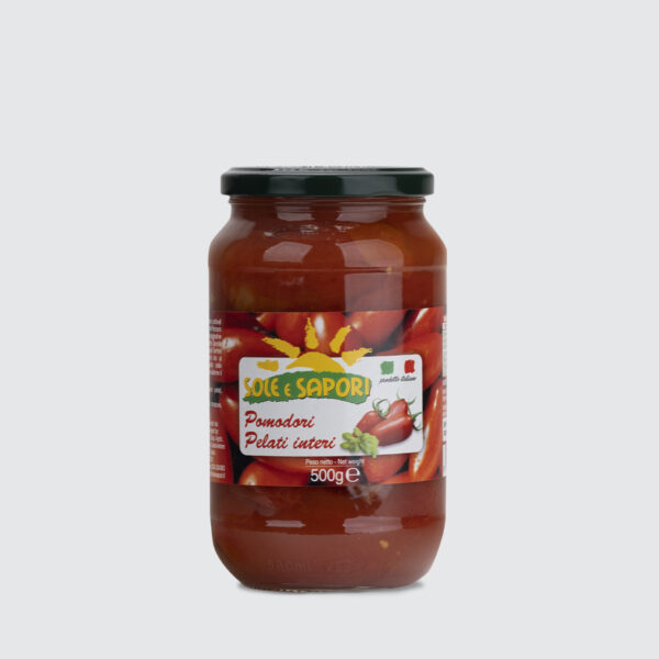 pomodori pelati interi, sole e sapori